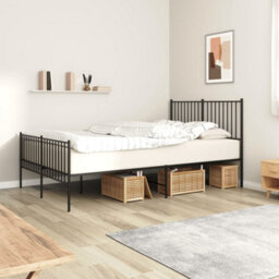 Berkfield Metal Bed Frame With Headboard And Footboard Black 140X190 Cm