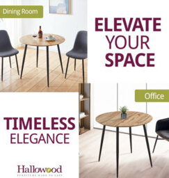 Hallowood Furniture Cullompton Round Dining Table (Tab901, 90Cm) With Light Oak Effect Top And Black Legs - thumbnail 6