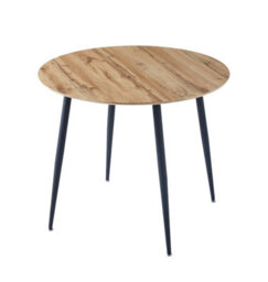 Hallowood Furniture Cullompton Round Dining Table (Tab901, 90Cm) With Light Oak Effect Top And Black Legs - thumbnail 8