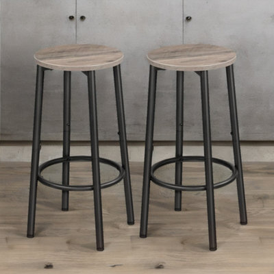 Rafaelo Mobilia Set Of 2 Industrial Bar Stools Greige - image 1
