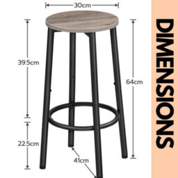 Rafaelo Mobilia Set Of 2 Industrial Bar Stools Greige - thumbnail 7