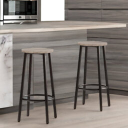 Rafaelo Mobilia Set Of 2 Industrial Bar Stools Greige - thumbnail 4