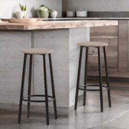 Rafaelo Mobilia Set Of 2 Industrial Bar Stools Greige - thumbnail 3
