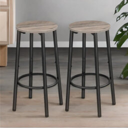 Rafaelo Mobilia Set Of 2 Industrial Bar Stools Greige - thumbnail 2