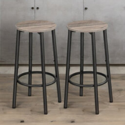 Rafaelo Mobilia Set Of 2 Industrial Bar Stools Greige - thumbnail 1