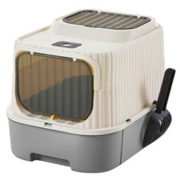 Living And Home Grey Double-Door Detachable Cat Litter Box With Uv Sterilisation, Pull-Out Tray And Scoop, 37Cm W X 49Cm D X 37Cm H - thumbnail 2