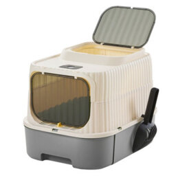 Living And Home Grey Double-Door Detachable Cat Litter Box With Uv Sterilisation, Pull-Out Tray And Scoop, 37Cm W X 49Cm D X 37Cm H - thumbnail 4