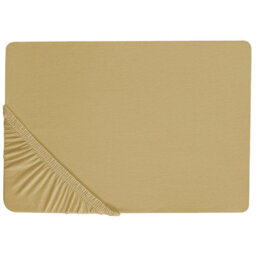 Beliani Fitted Sheet Janbu Cotton 160 X 200 Cm Olive Green