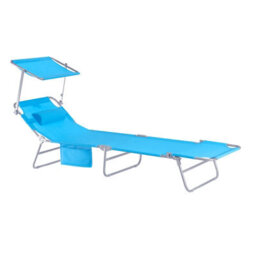 Sobuy Ogs48-Bx2, Set Of 2 Outdoor Garden Beach Folding Chair Sun Lounger With Adjustable Sun Shade And Backrest,blue - thumbnail 2