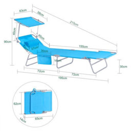 Sobuy Ogs48-Bx2, Set Of 2 Outdoor Garden Beach Folding Chair Sun Lounger With Adjustable Sun Shade And Backrest,blue - thumbnail 3