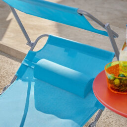 Sobuy Ogs48-Bx2, Set Of 2 Outdoor Garden Beach Folding Chair Sun Lounger With Adjustable Sun Shade And Backrest,blue - thumbnail 7