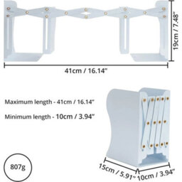 White Bookends Metal Iron Adjustable Books Holder Stand Desk Heavy Duty Non Skid - thumbnail 2