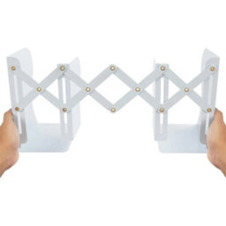 White Bookends Metal Iron Adjustable Books Holder Stand Desk Heavy Duty Non Skid - thumbnail 3
