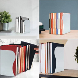 White Bookends Metal Iron Adjustable Books Holder Stand Desk Heavy Duty Non Skid - thumbnail 4