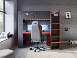 Recoil Orbit Gaming High Sleeper With Adjustable Height Desk Black & Red - thumbnail 5