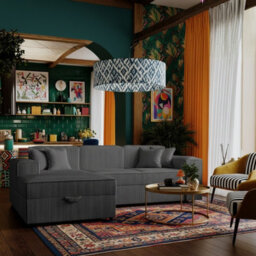 Santos L Corner Sofa Bed For Living Room Chipboard Frame Polyurethane Foam 253X166X79Cm Dark Grey Left - thumbnail 2