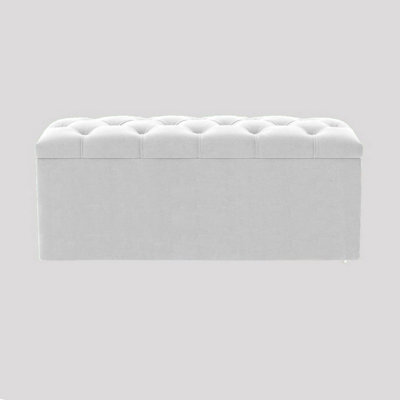 120Cm Luna Chesterfield Ottoman Storage Box - Cream Naples Upholstered Blanket Box - image 1