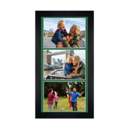 AK Frames 16X8 Black Modern Multi Photo Frame With Emerald Mount - Holds 3 Apertures (3X) 7X5 Photos - thumbnail 1