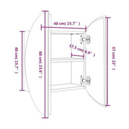 Berkfield Bathroom Cabinet With Round Mirror&led Oak 40X40X17.5 Cm - thumbnail 8