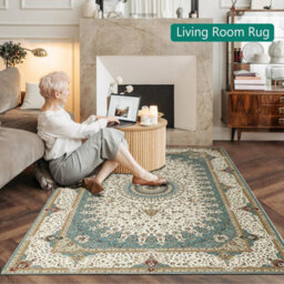 Ameha Cashmere Rugs Non Slip Large Area 160X230 Cm Living Room Rug Modern Bedroom Floor Willow Teal Carpets - thumbnail 8