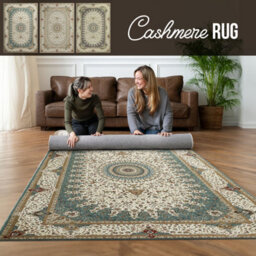 Ameha Cashmere Rugs Non Slip Large Area 160X230 Cm Living Room Rug Modern Bedroom Floor Willow Teal Carpets - thumbnail 1