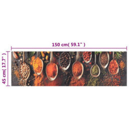 Berkfield Kitchen Rug Washable Spoon & Spices 45X150 Cm Velvet - thumbnail 5