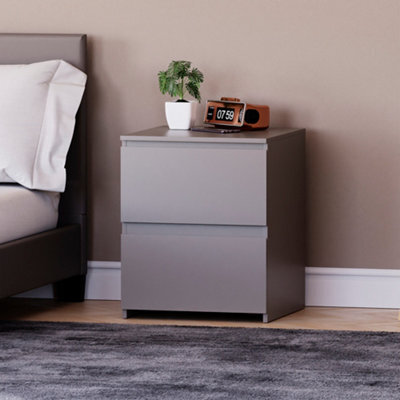 Lassic Vida Designs Denver 2 Drawer Large Bedside Chest, Grey - image 1