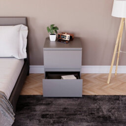 Lassic Vida Designs Denver 2 Drawer Large Bedside Chest, Grey - thumbnail 3