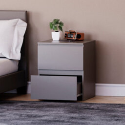 Lassic Vida Designs Denver 2 Drawer Large Bedside Chest, Grey - thumbnail 2