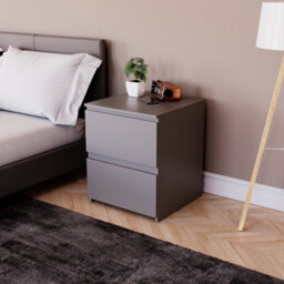Lassic Vida Designs Denver 2 Drawer Large Bedside Chest, Grey - thumbnail 4
