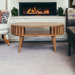 Matteo Ariella Solid Mango Wood Coffee Table With Lower Shelf - Natural - thumbnail 1