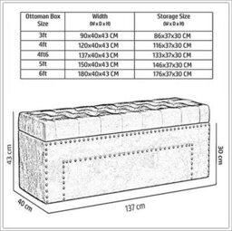 137Cm Duke Ottoman Storage Box -Upholstered Blanket Box - Red Plush Velvet Multifunctional Storage Box - thumbnail 4