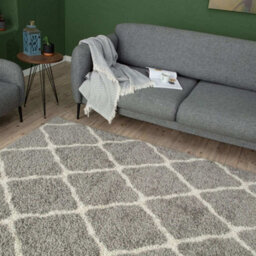 The Rugs Moroccan Shaggy Rugs And Runners Soft  High Pile Grey And Ivory Living Room Kitchen Hallway 710 - thumbnail 7