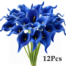 Amorly 12Pcs Blue Artificial Flowers Pu Realistic Bouquet For Elegant Home Decor Centerpiece Wedding Bridal Bouquet Table Decoration - thumbnail 1