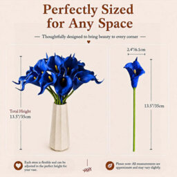 Amorly 12Pcs Blue Artificial Flowers Pu Realistic Bouquet For Elegant Home Decor Centerpiece Wedding Bridal Bouquet Table Decoration - thumbnail 3