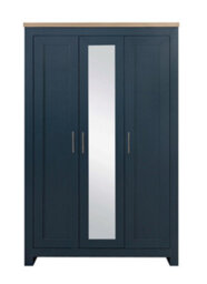3 Door Mirror Wardrobe Navy Oak Birlea Highgate Farmhouse Shabby Chic - thumbnail 4
