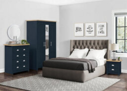 3 Door Mirror Wardrobe Navy Oak Birlea Highgate Farmhouse Shabby Chic - thumbnail 2