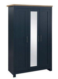 3 Door Mirror Wardrobe Navy Oak Birlea Highgate Farmhouse Shabby Chic - thumbnail 3