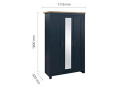 3 Door Mirror Wardrobe Navy Oak Birlea Highgate Farmhouse Shabby Chic - thumbnail 6