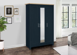 3 Door Mirror Wardrobe Navy Oak Birlea Highgate Farmhouse Shabby Chic - thumbnail 7
