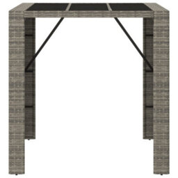 Berkfield Bar Table With Glass Top Grey 105X80X110 Cm Poly Rattan - thumbnail 3