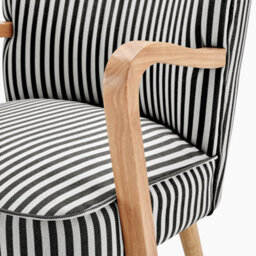 Furniturebox Uk Sylvie Accent Chair Black And Cream Stripe Oak Effect Legs - thumbnail 6