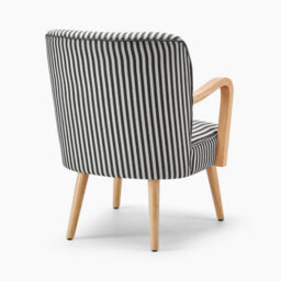 Furniturebox Uk Sylvie Accent Chair Black And Cream Stripe Oak Effect Legs - thumbnail 5