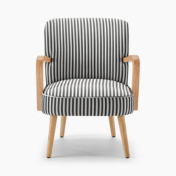 Furniturebox Uk Sylvie Accent Chair Black And Cream Stripe Oak Effect Legs - thumbnail 4