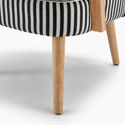 Furniturebox Uk Sylvie Accent Chair Black And Cream Stripe Oak Effect Legs - thumbnail 8