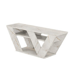 "Decortie Pipralla Modern Tv Stand Unit With Shelves For Up To 43"" Tvs Gold Marble Effect 110Cm" - thumbnail 2