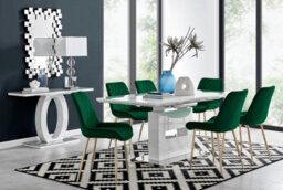 Furniturebox Uk Arezzo Large Extending Dining Table And 6 Green Pesaro Gold Leg Chairs - thumbnail 1