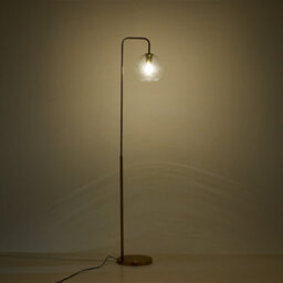 Living And Home Gold Brass Electroplated Base Floor Lamp Floor Light With Glass Lampshade 157.5Cm - thumbnail 2