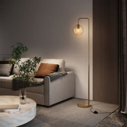 Living And Home Gold Brass Electroplated Base Floor Lamp Floor Light With Glass Lampshade 157.5Cm - thumbnail 8