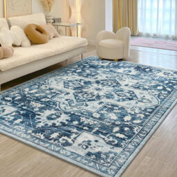 Ameha Tranquil Cashmere  Non Slip Rugs Area Rug 120X170 Cm Modern Bedroom Blue & Cream Floral Design Carpet - thumbnail 6